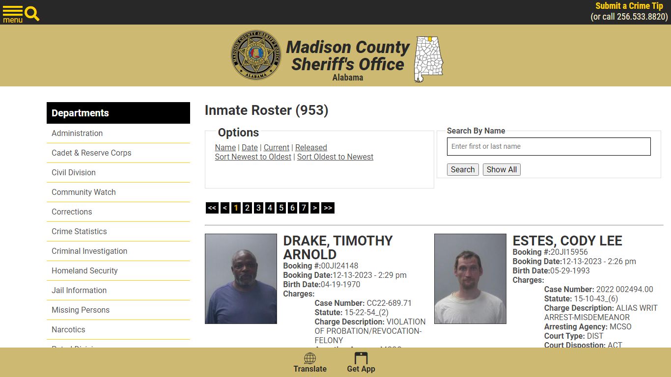 Inmate Roster - Current Inmates Booking Date Descending - Madison ...
